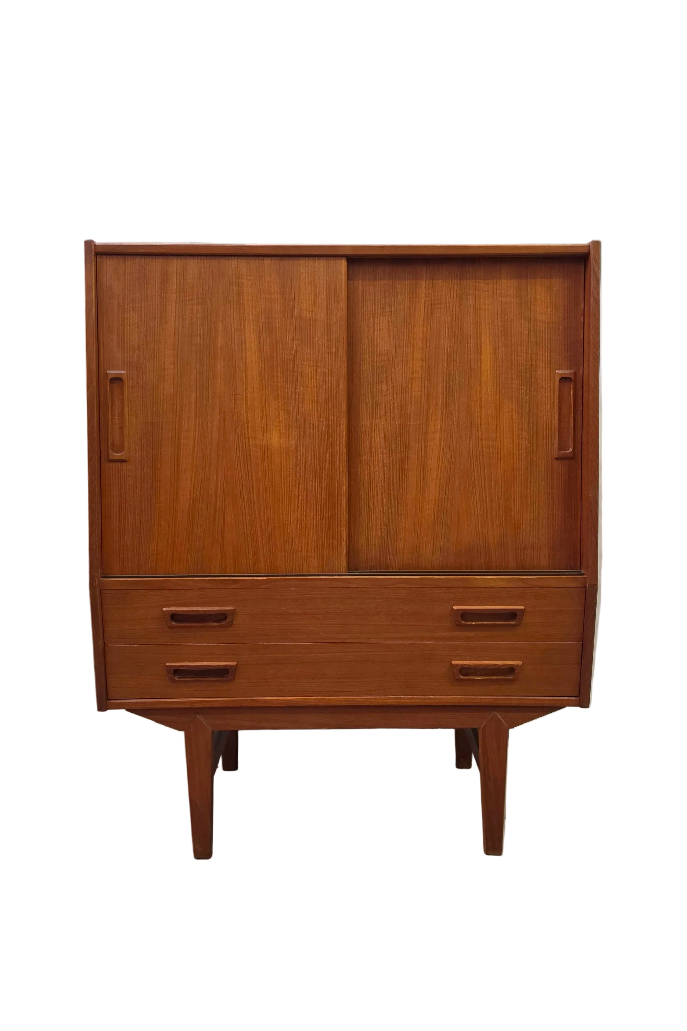 Danish Teak Slant Front Bar Cabinet