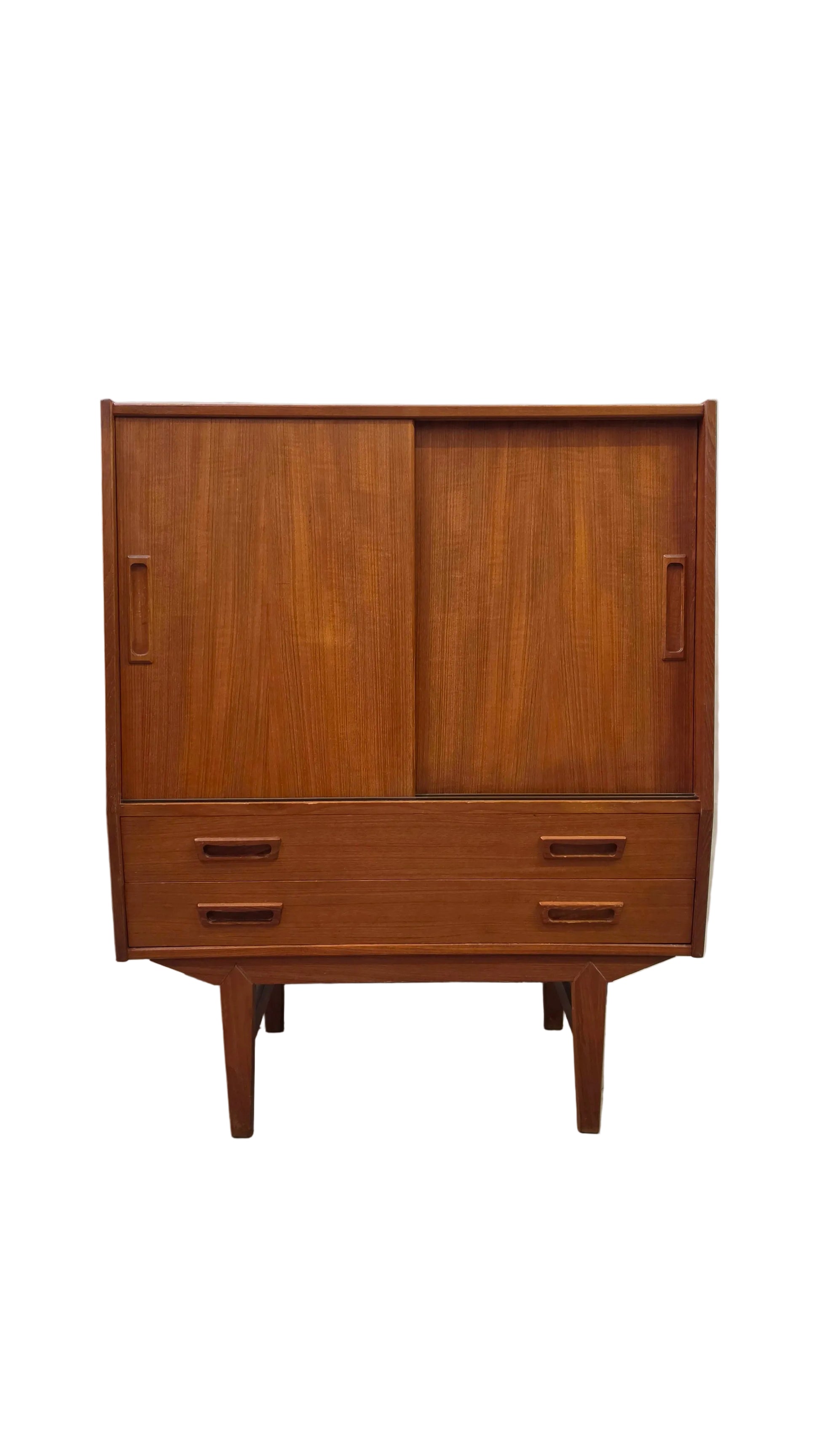 Danish Teak Slant Front Bar Cabinet