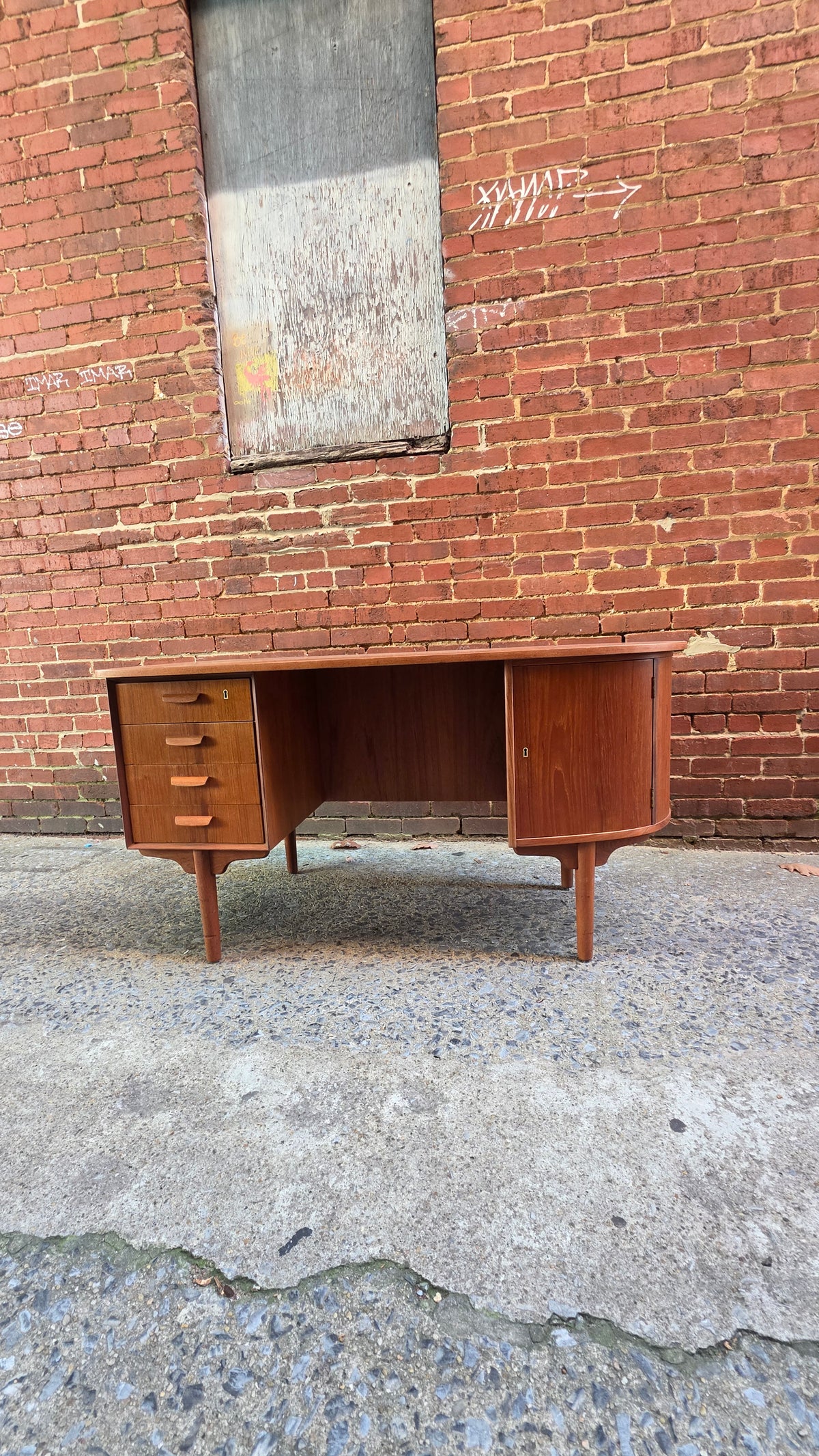 Danish Teak Desk with Curved Edge