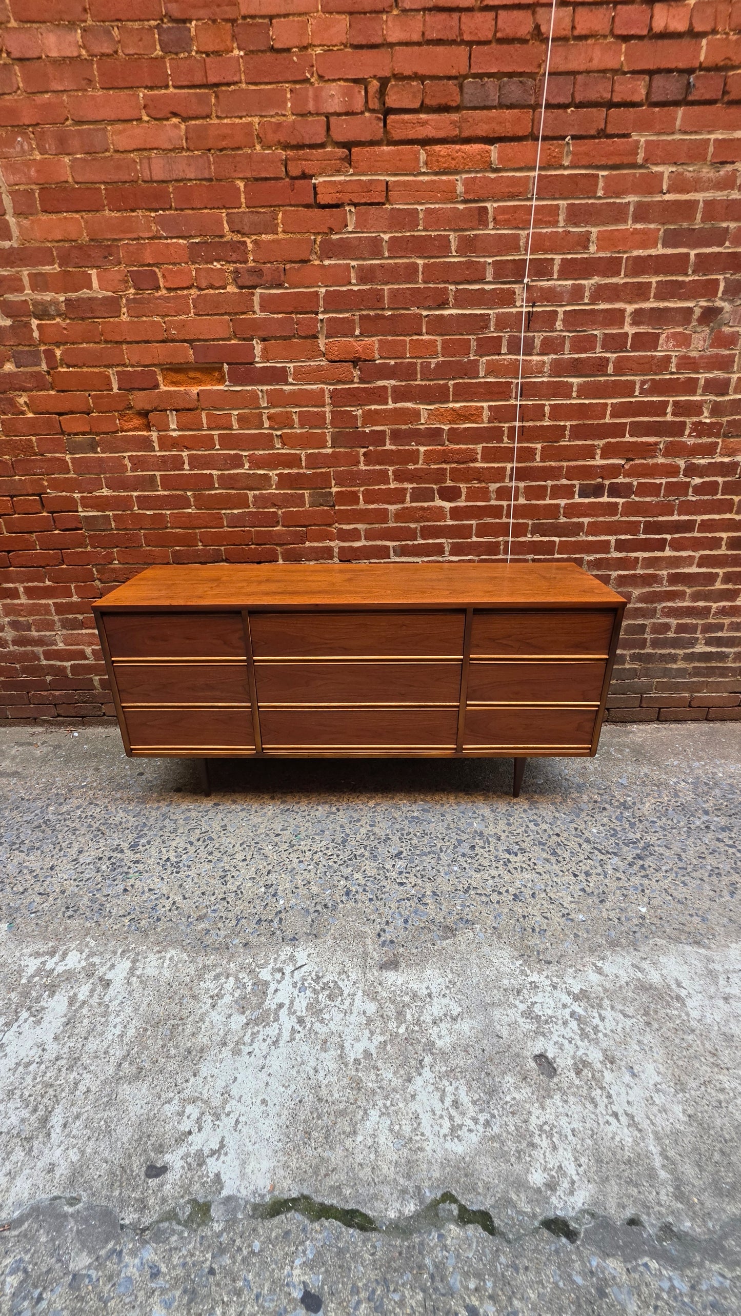Nine Drawer Vintage Walnut Dresser