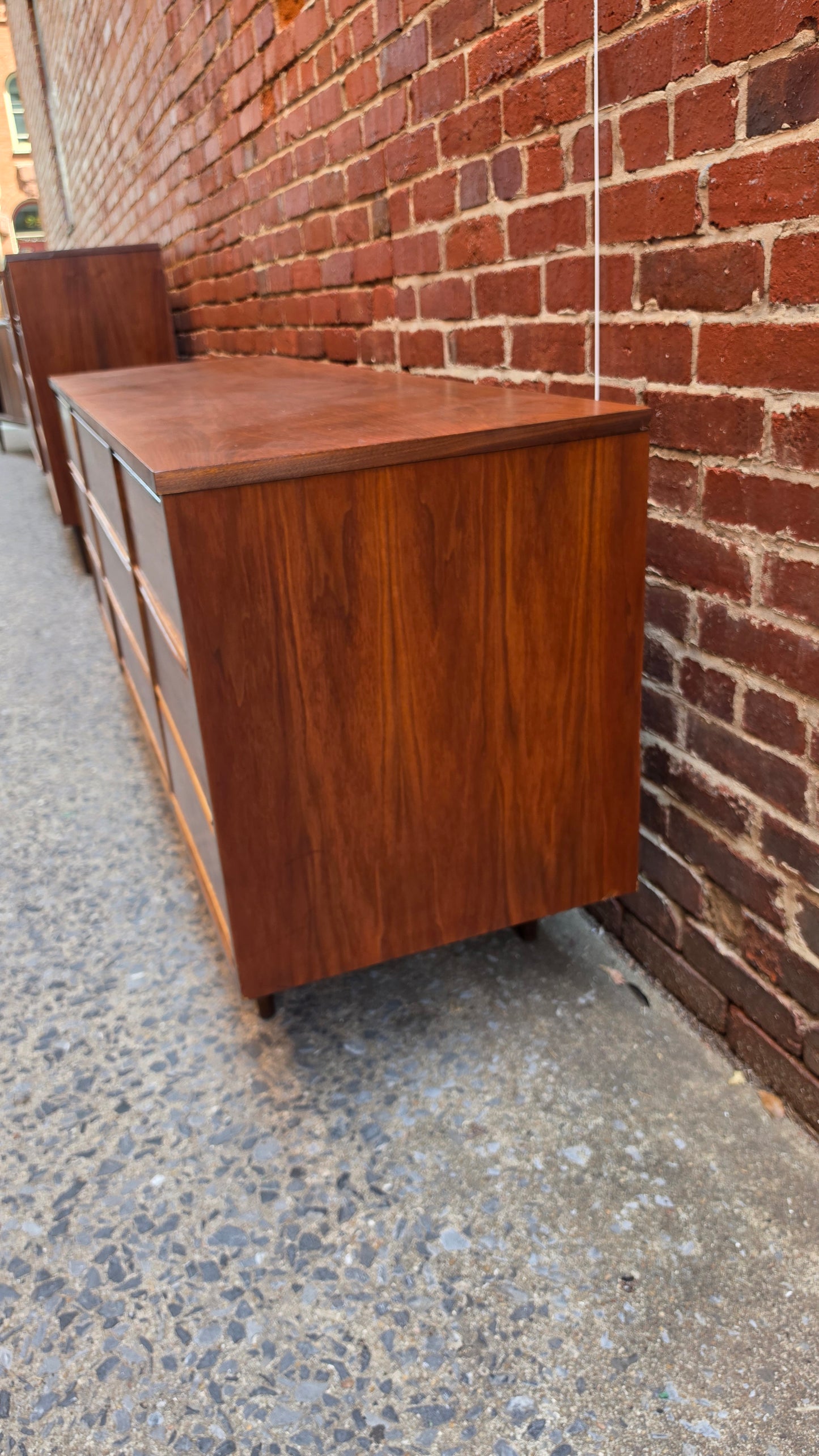 Nine Drawer Vintage Walnut Dresser