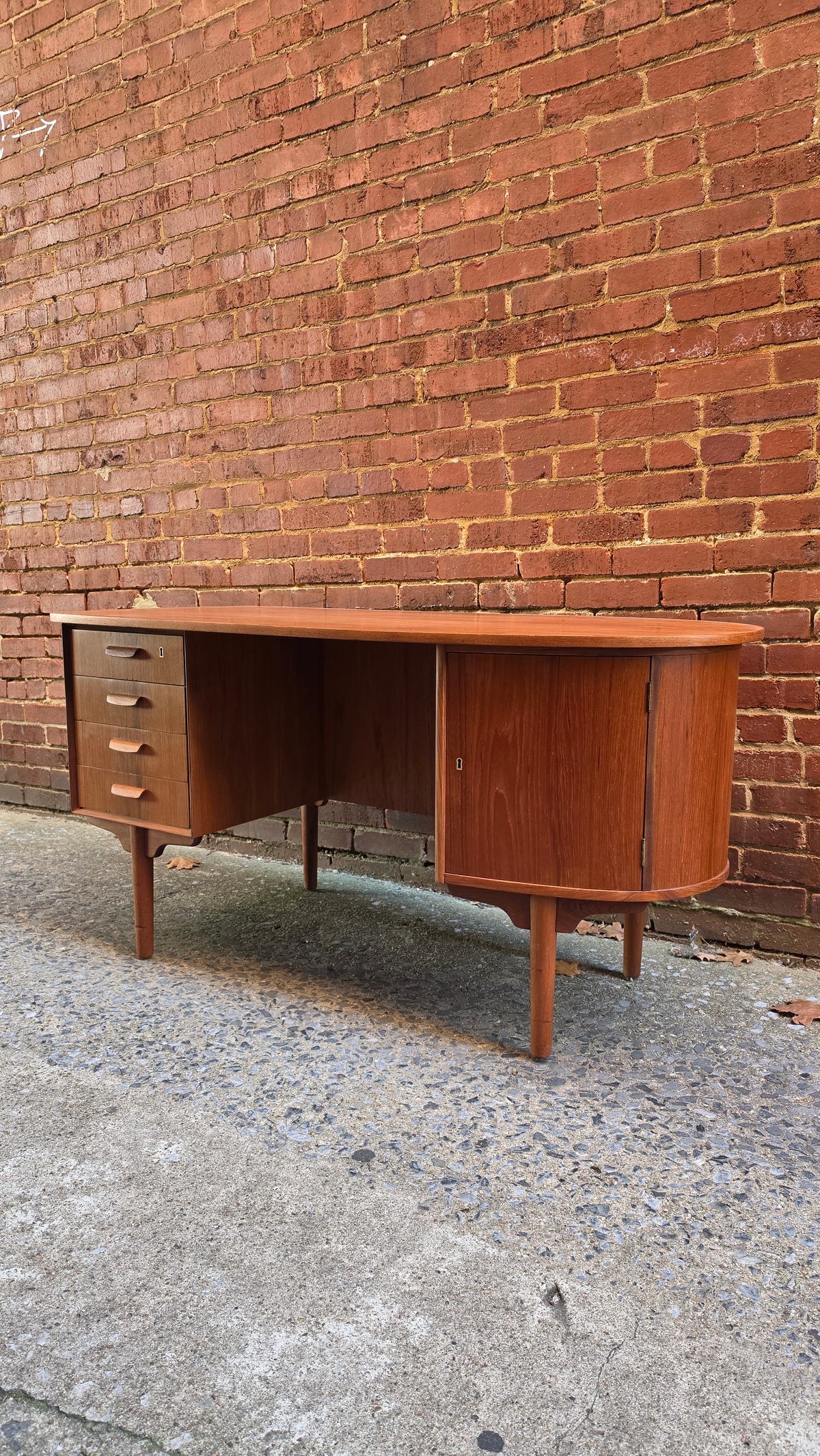Danish Teak Desk with Curved Edge