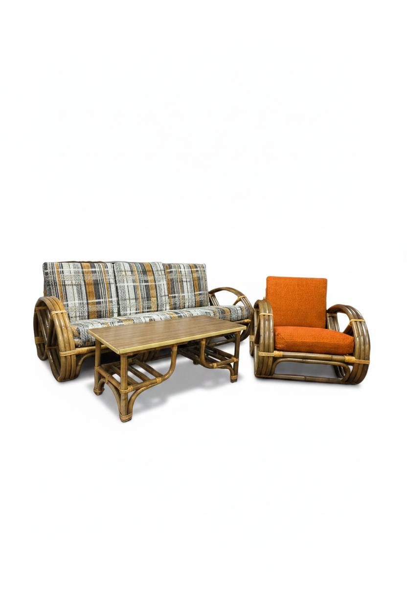 Calif-Asia Pretzel Arm Rattan Set
