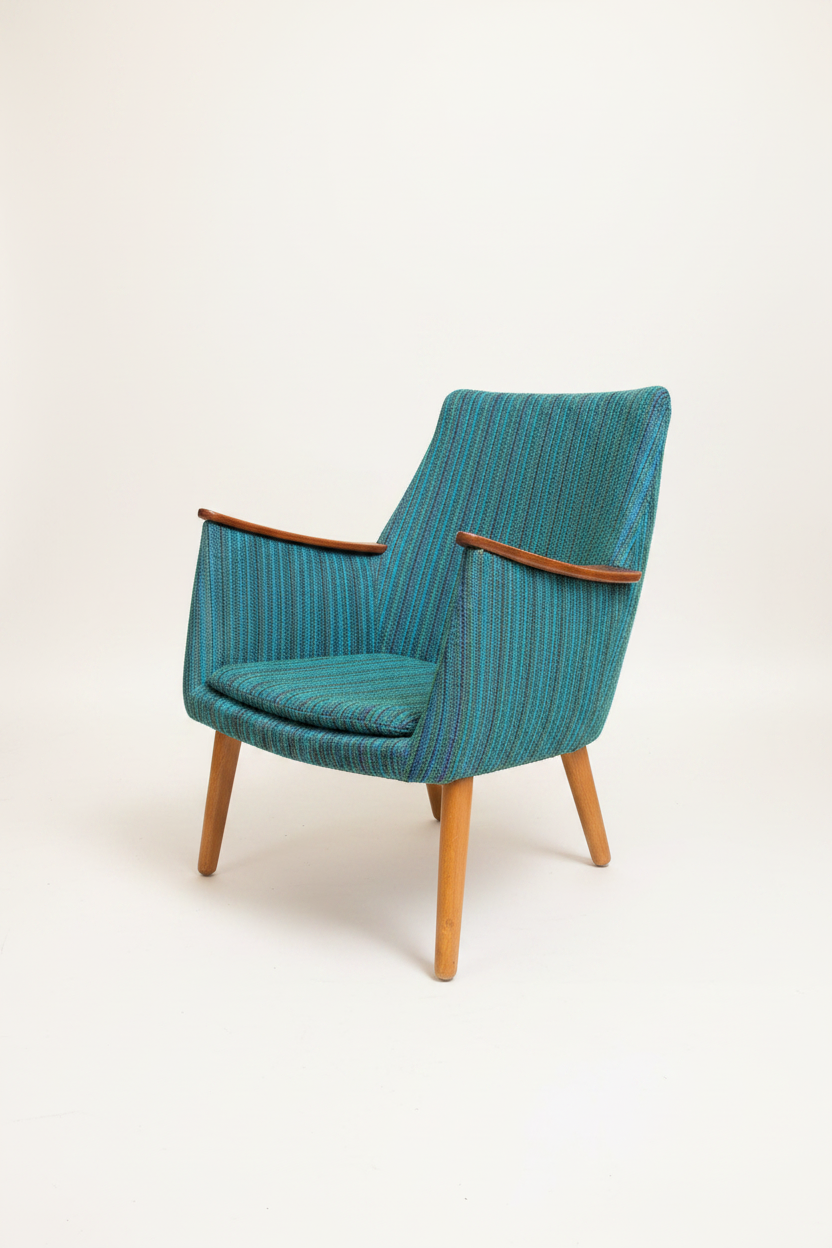 Danish Lounge Chair with Wood Arms