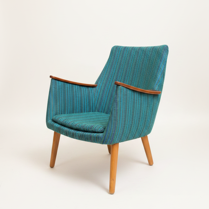 Danish Lounge Chair with Wood Arms