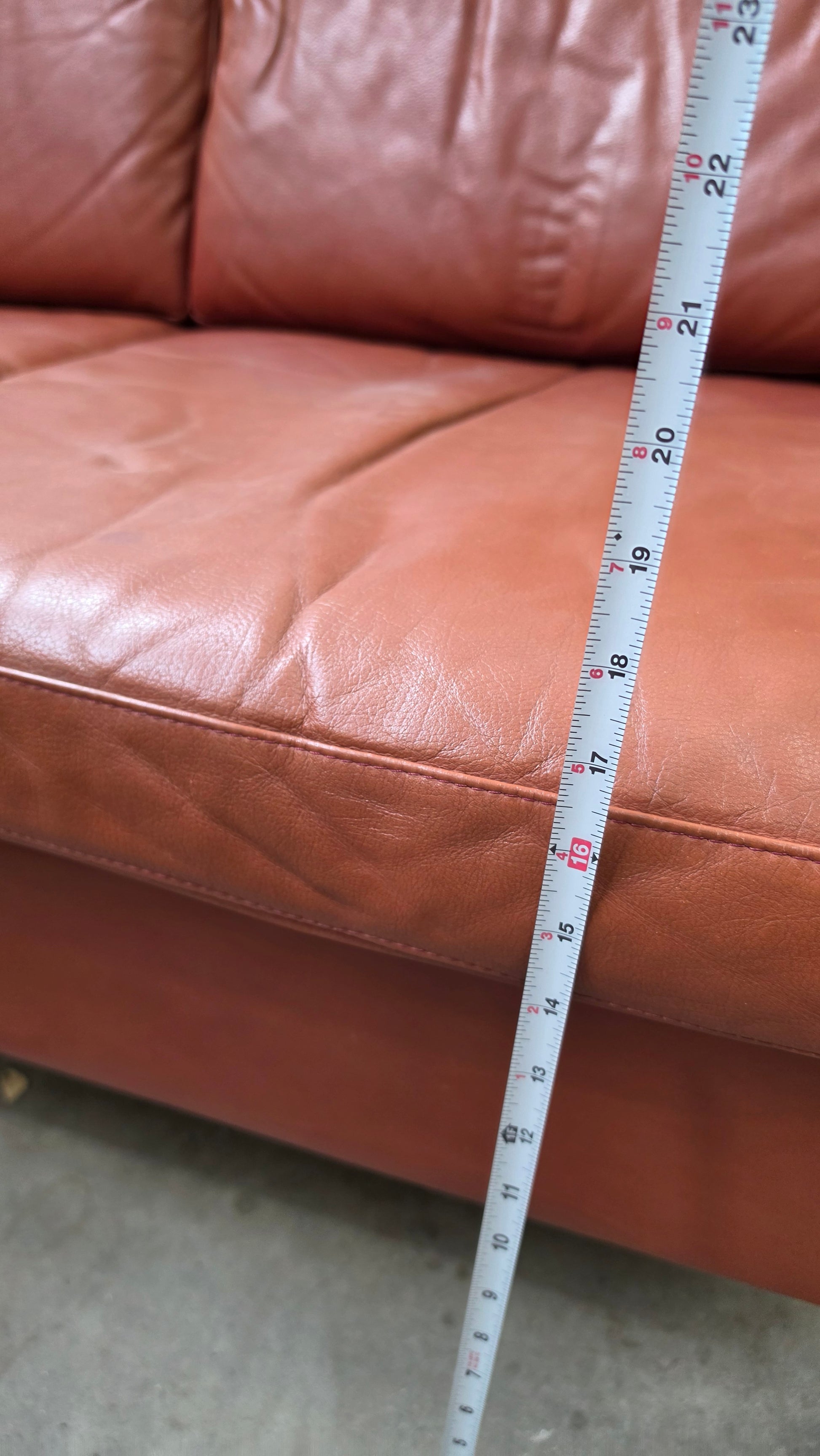 Danish Brown Leather Loveseat