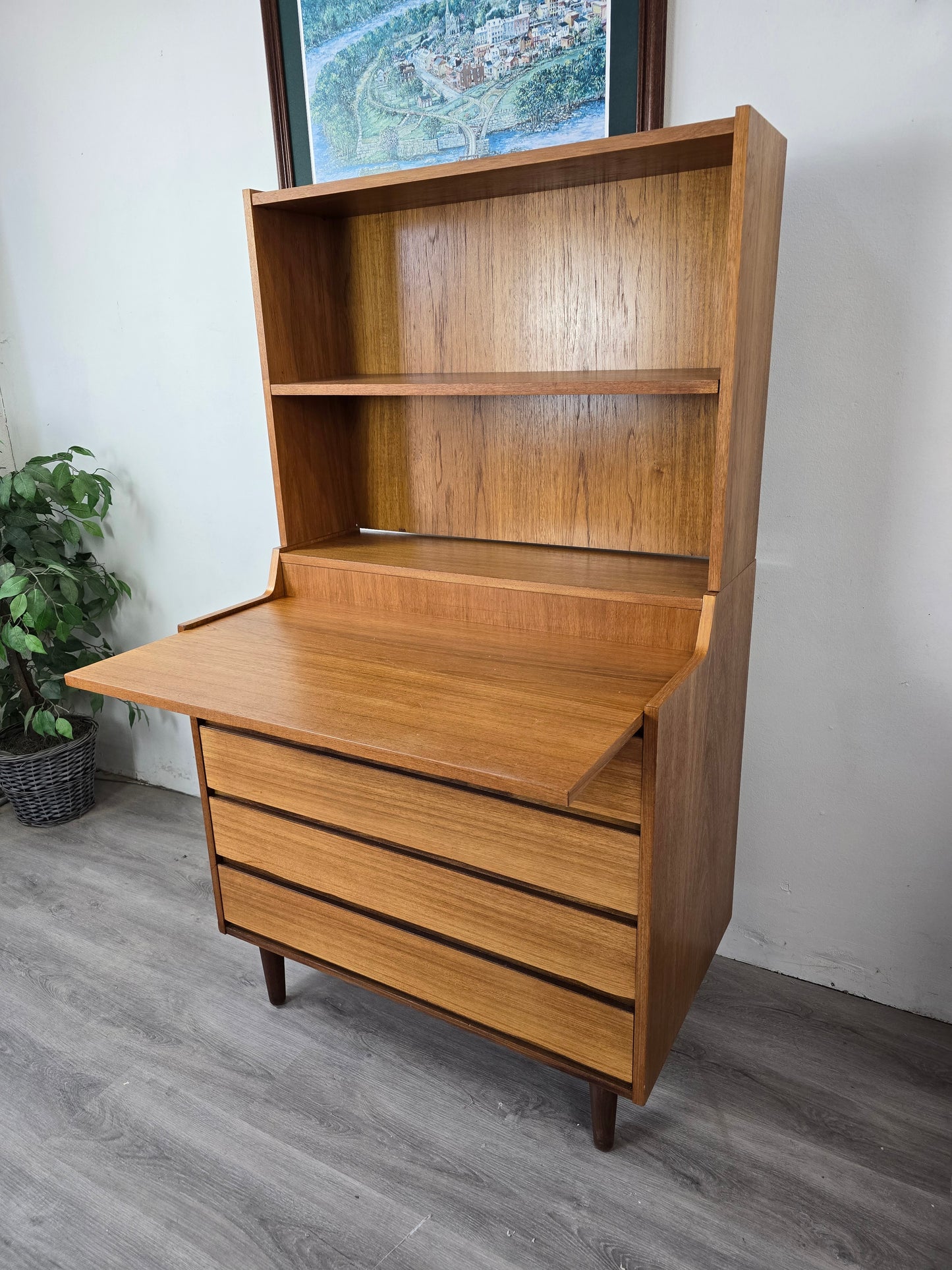 Danish Hutch Bar Cabinet Two Piece