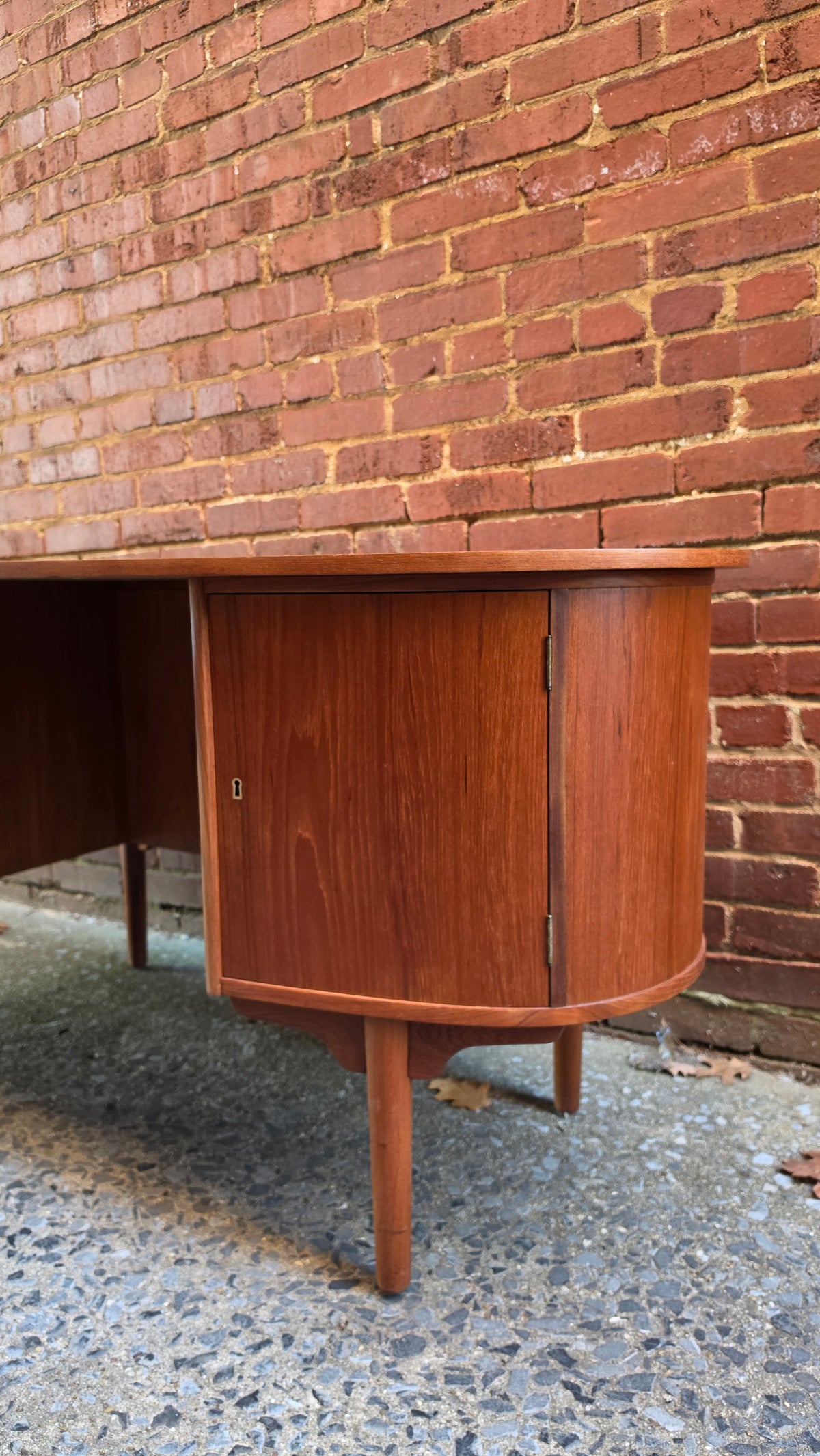 Danish Teak Desk with Curved Edge