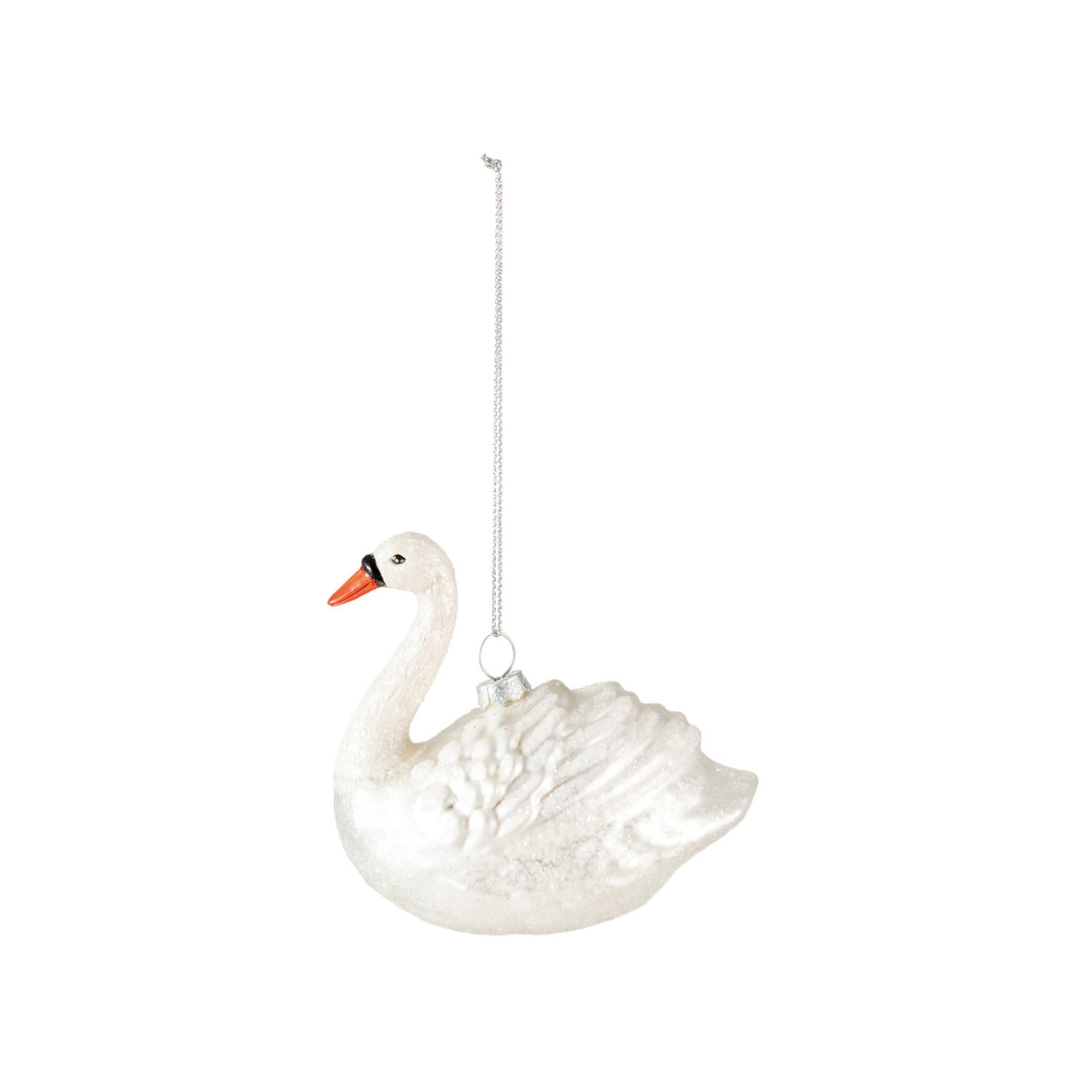 Hand-Painted Glass Swan Ornament