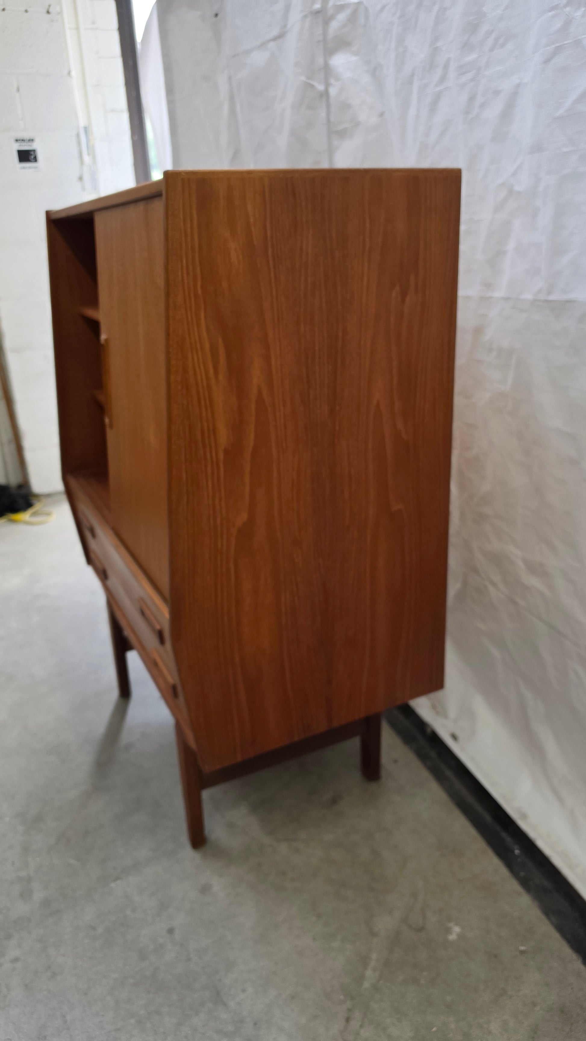 Danish Teak Slant Front Bar Cabinet