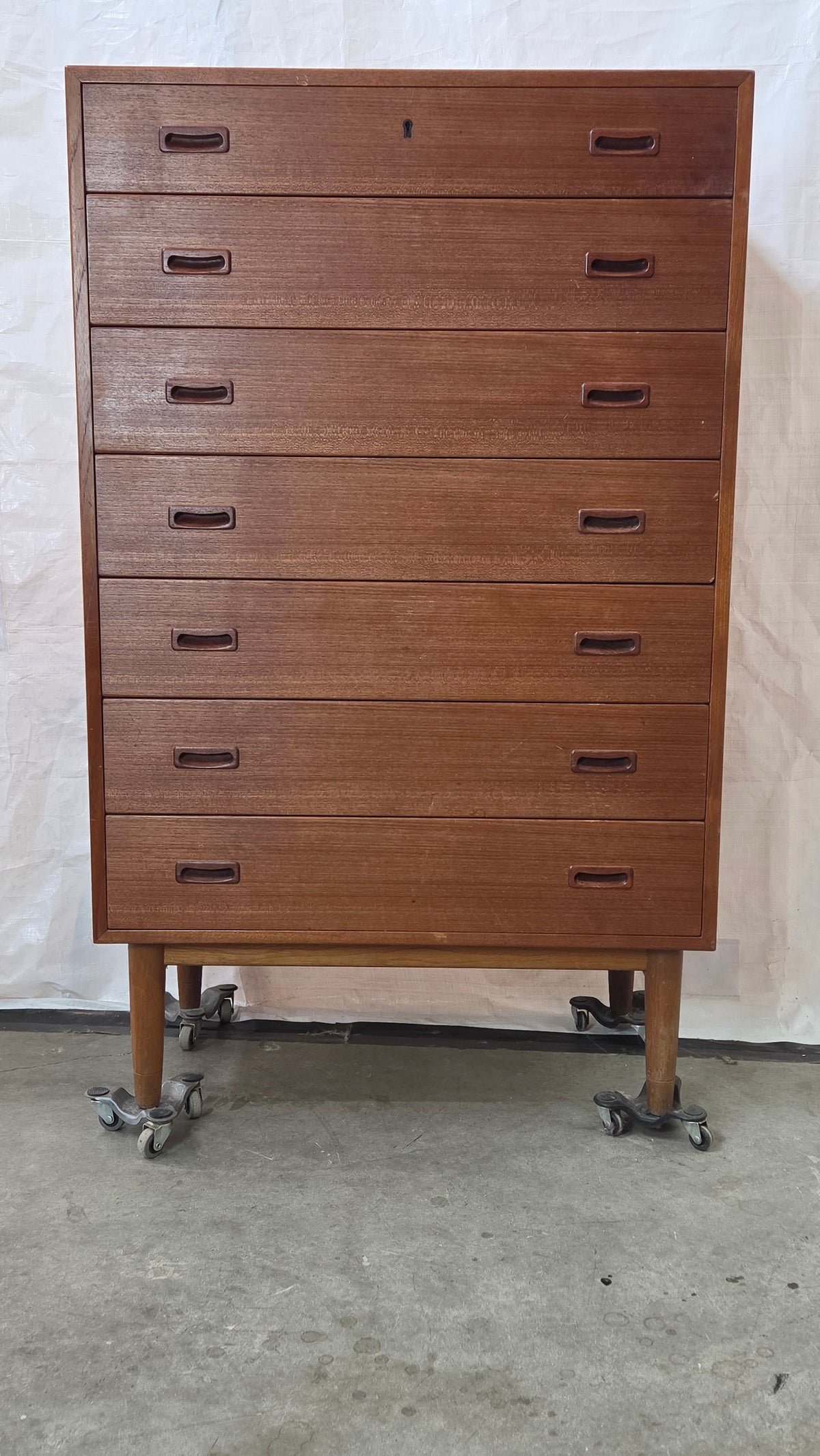 Danish Teak 7 Drawer Tall Chest