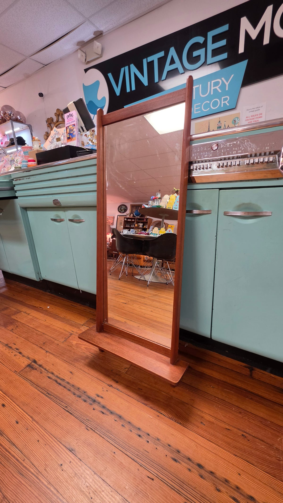 Danish Teak Wall Mirror with Shelf