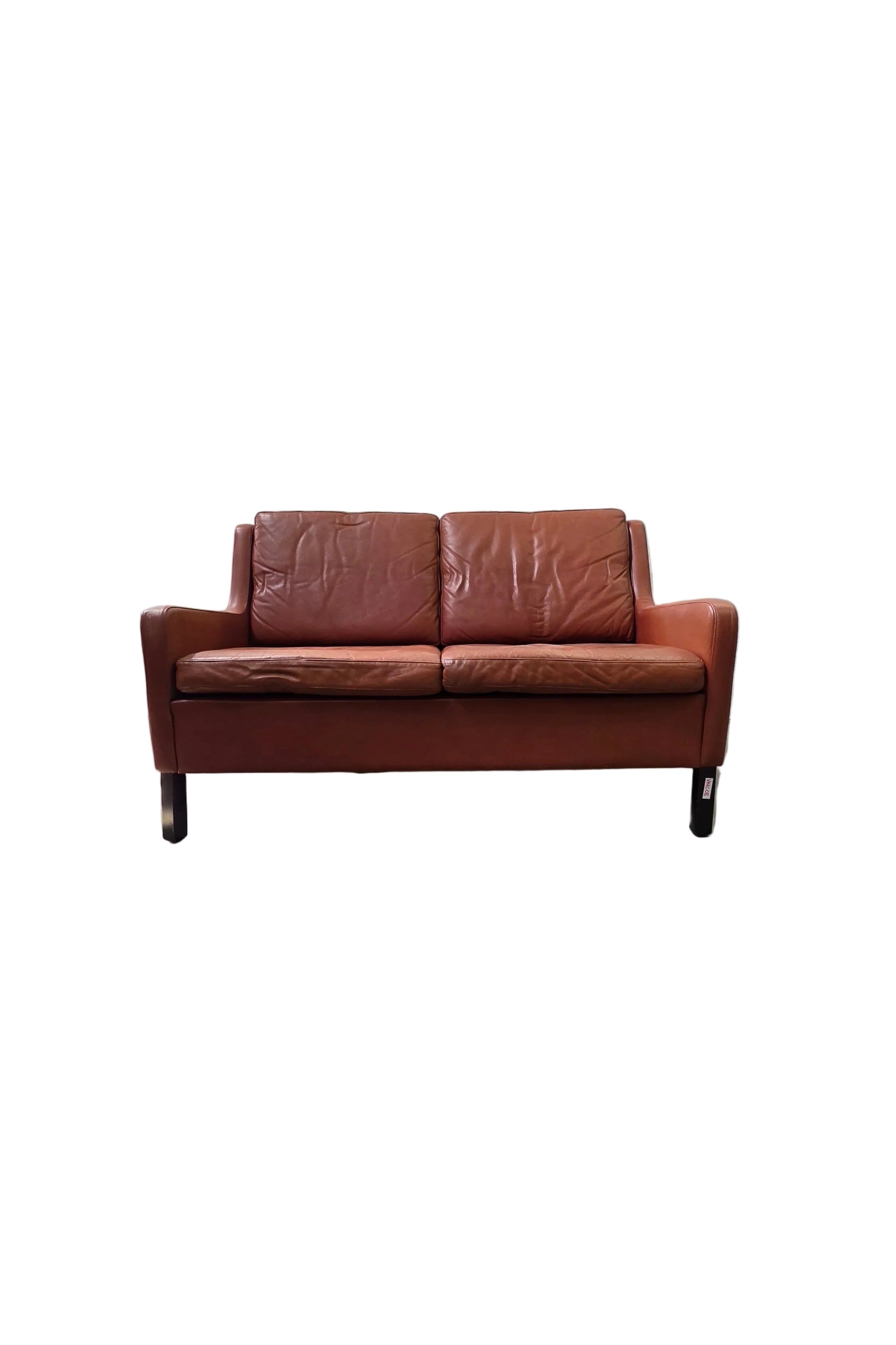 Danish Brown Leather Loveseat