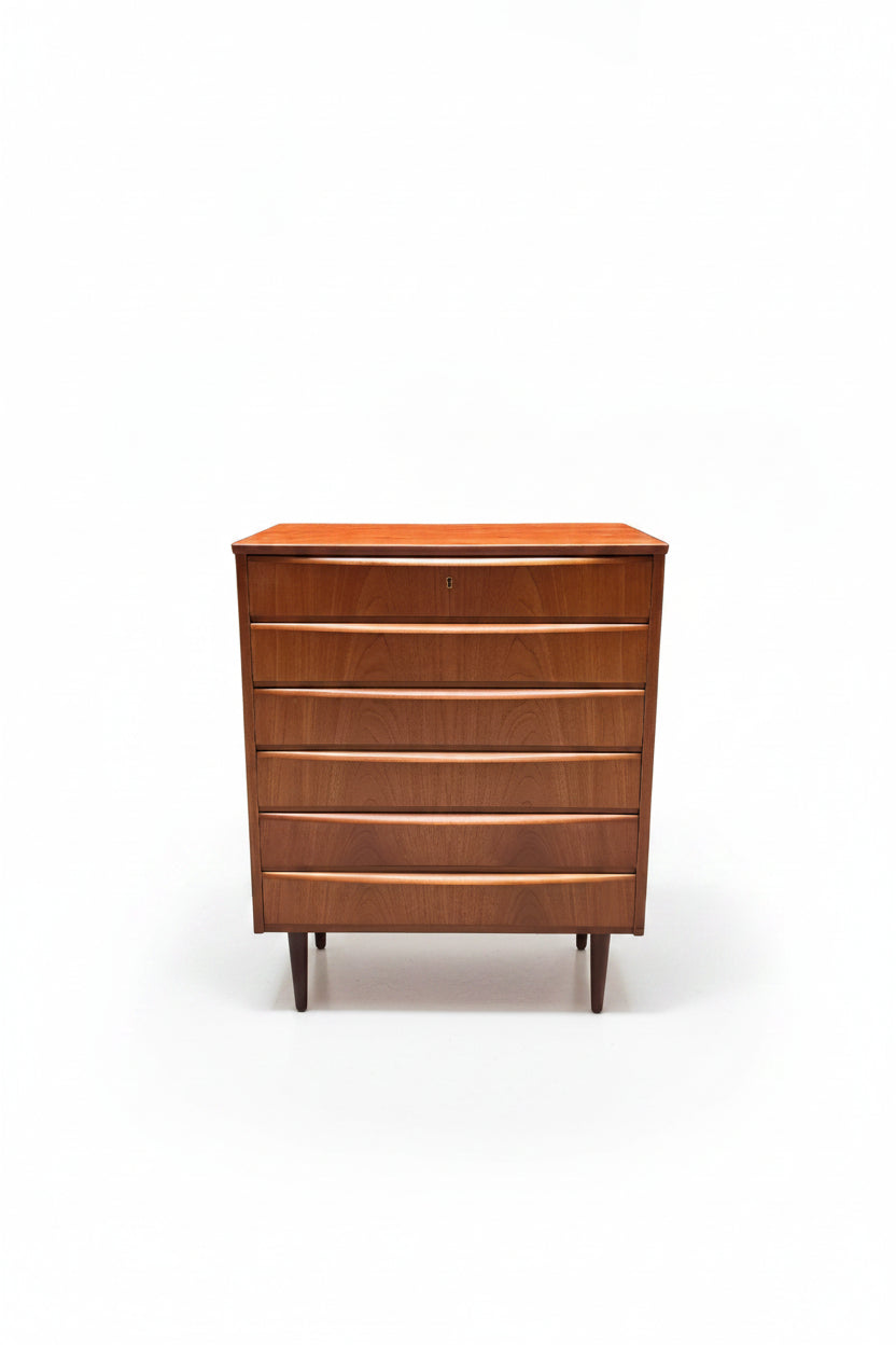 Danish Tesk 6-Drawer Tall Chest