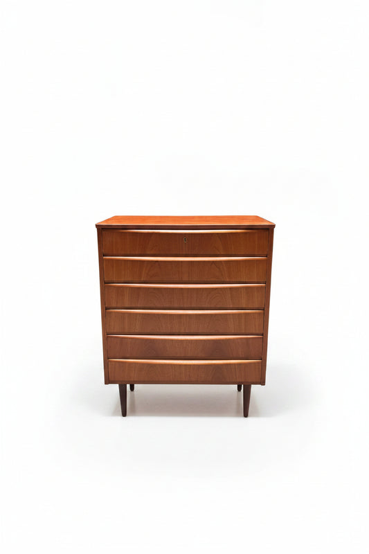 Danish Tesk 6-Drawer Tall Chest