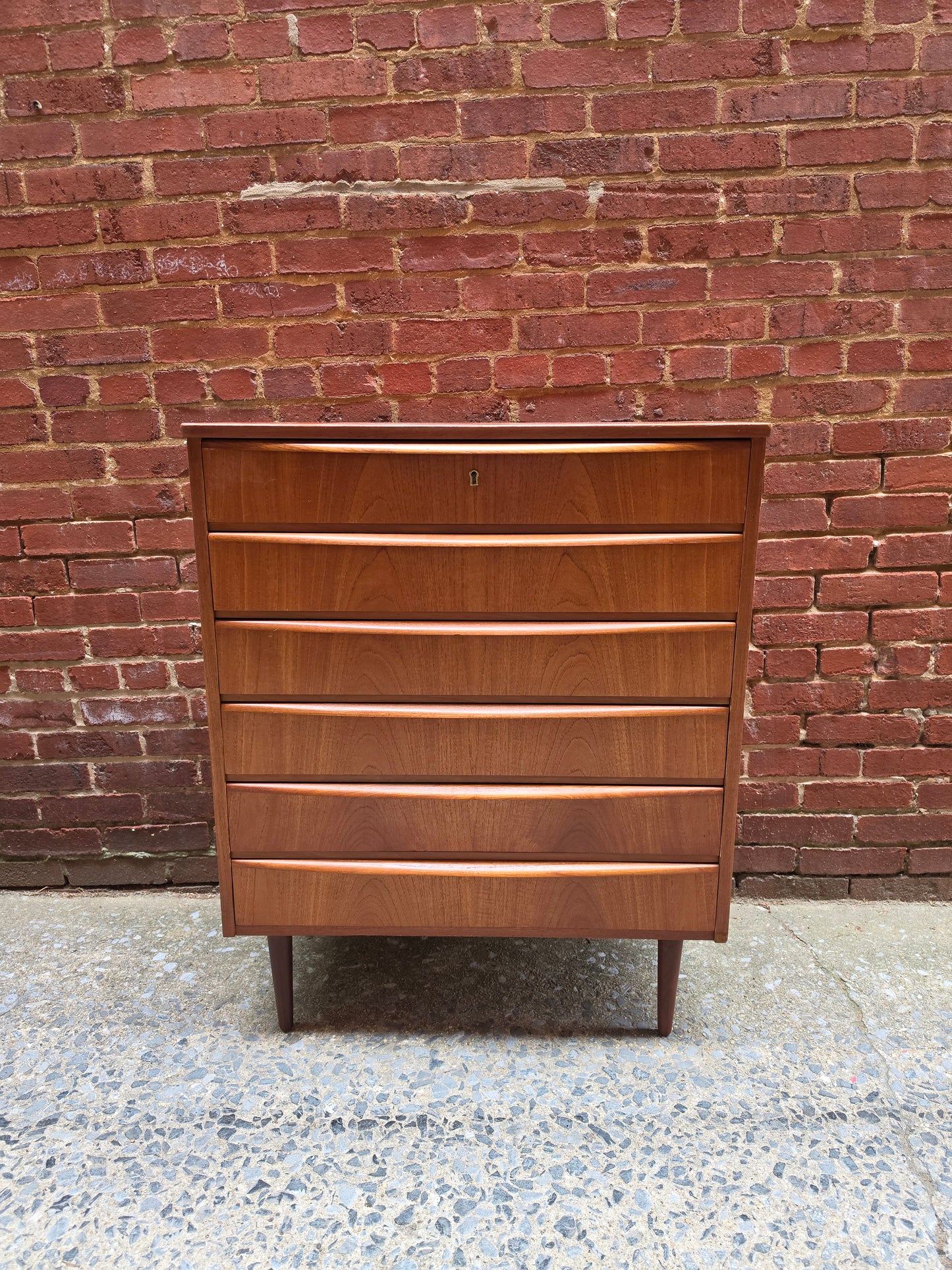 Danish Tesk 6-Drawer Tall Chest