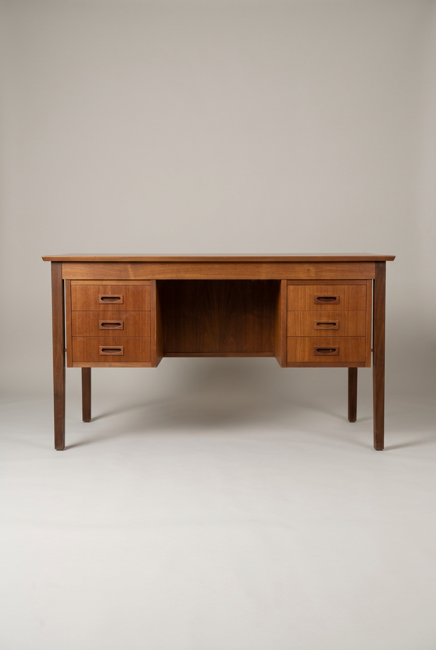 Danish Teak 6 Drawer Desk
