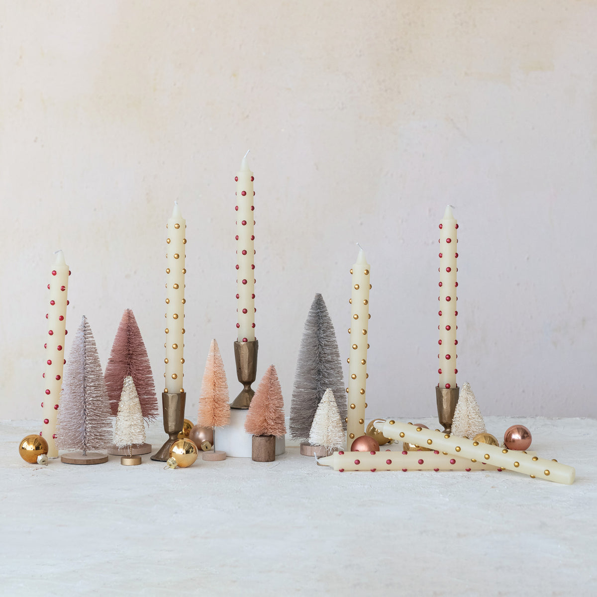 Unscented Taper Candles with 3D Dots