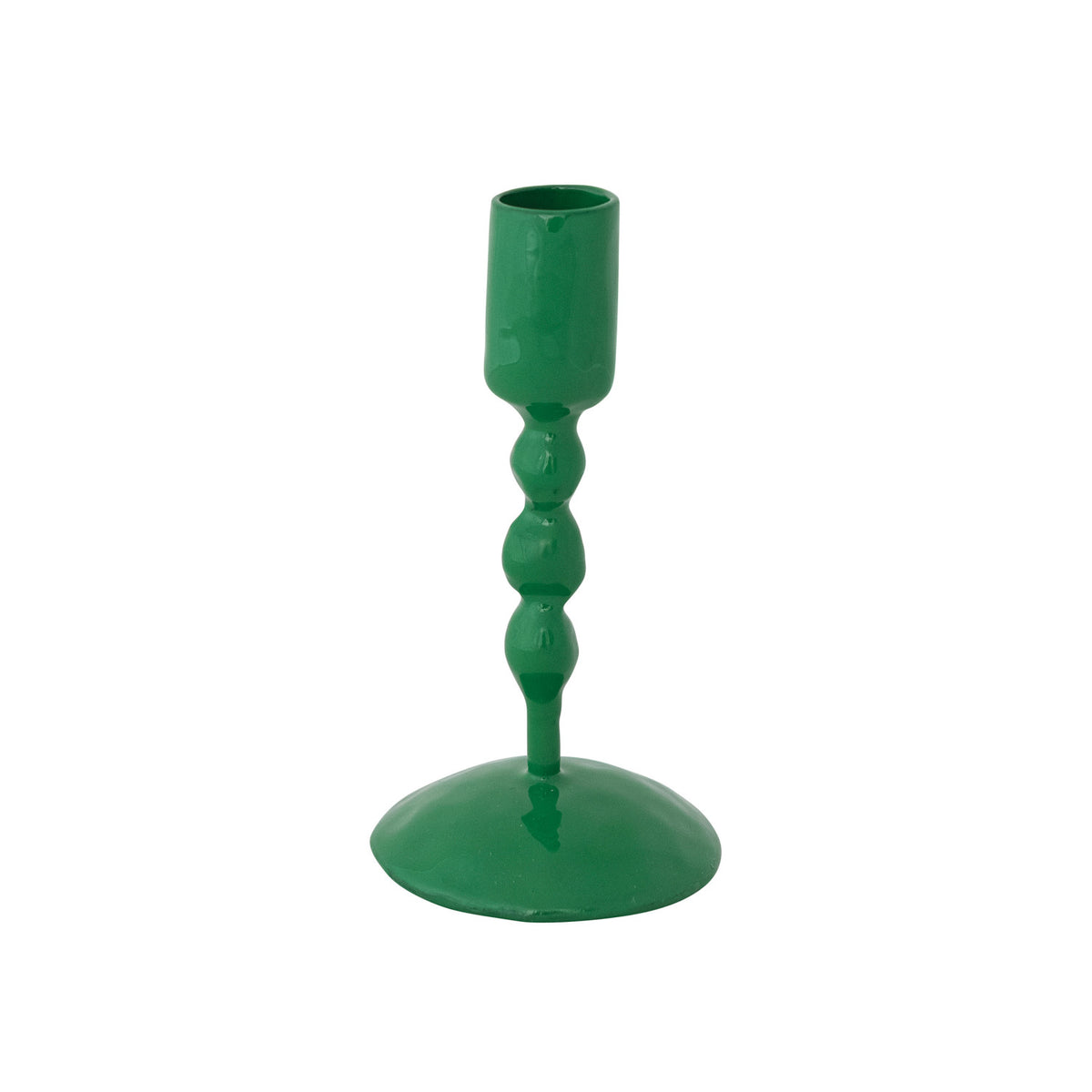 Hand-Forged Red Enameled Cast Iron Taper Holder