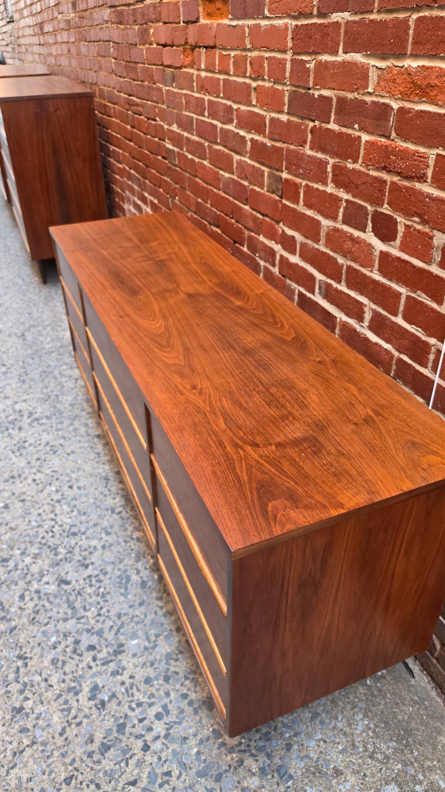 Nine Drawer Vintage Walnut Dresser