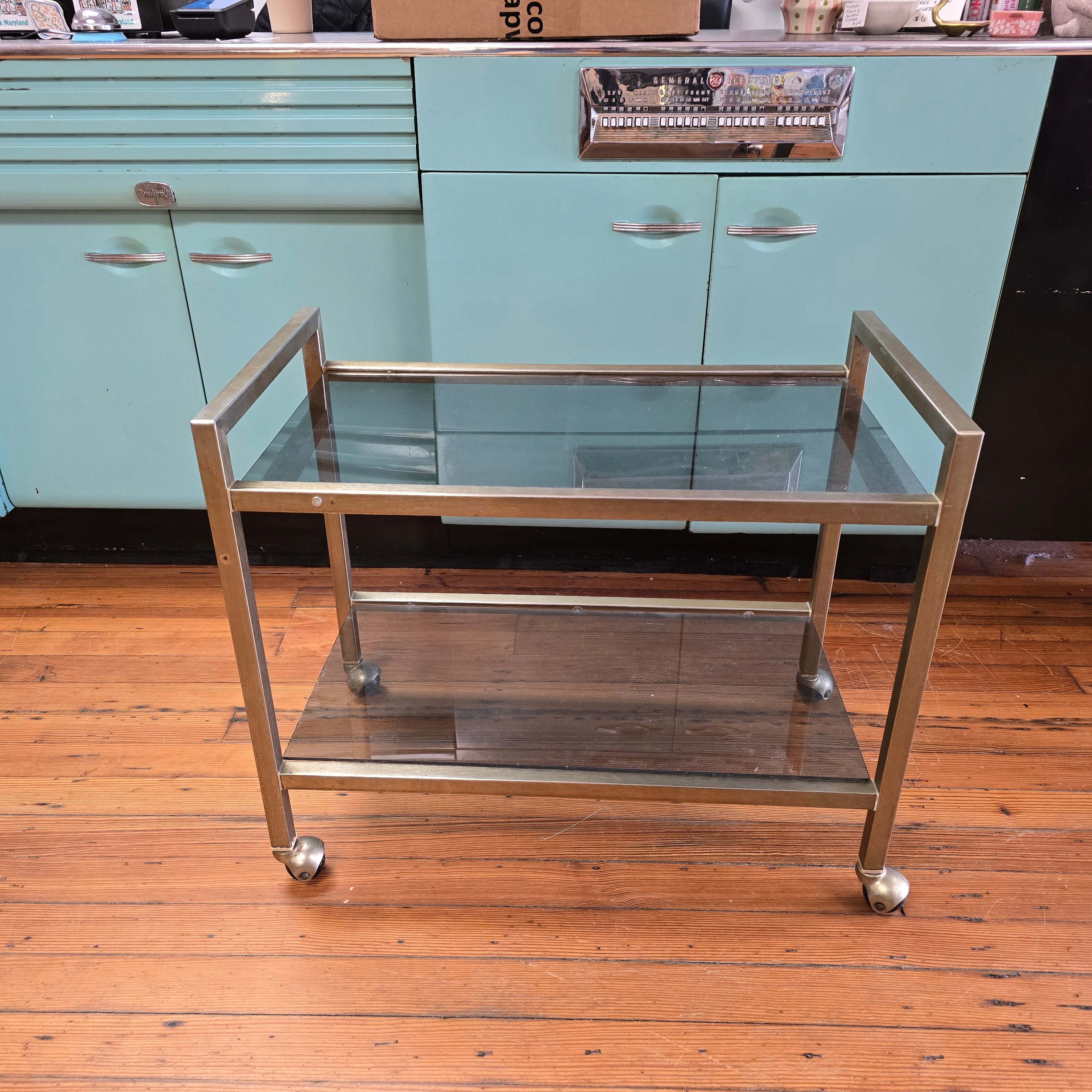 Glass and Metal Bar Cart