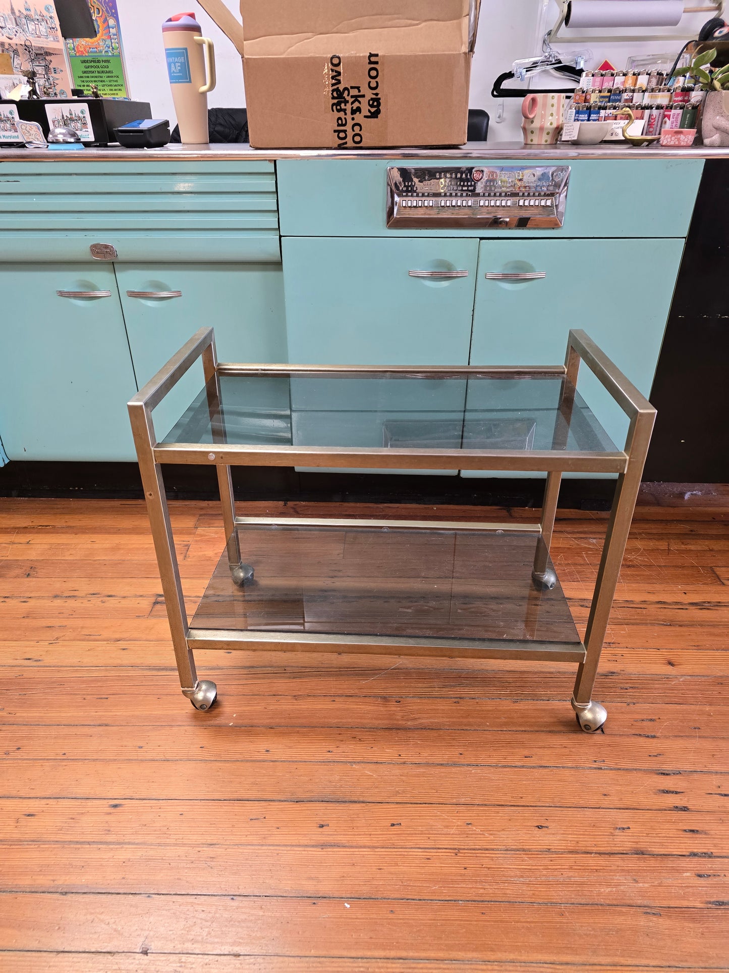 Glass and Metal Bar Cart