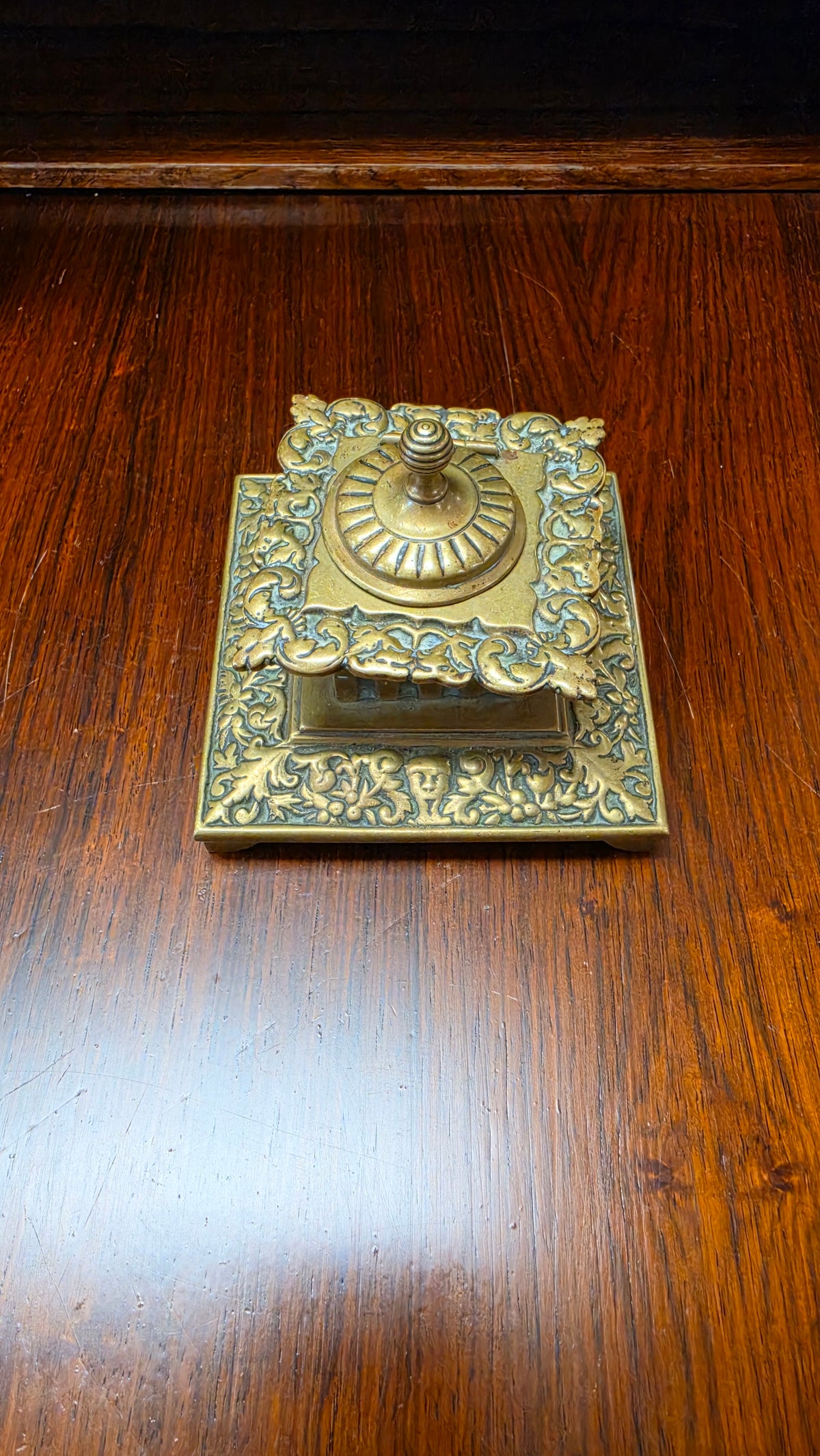 Victorian Brass Inkwell Standish