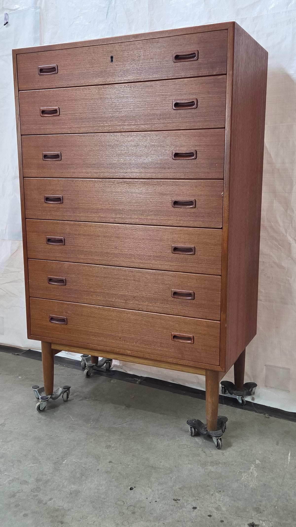 Danish Teak 7 Drawer Tall Chest
