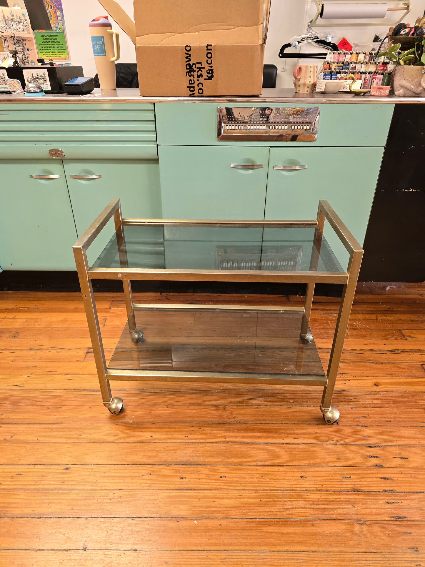 Glass and Metal Bar Cart