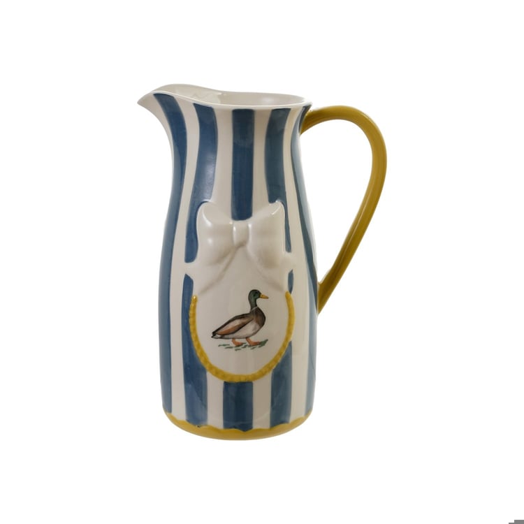 Striped Pitcher with Duck