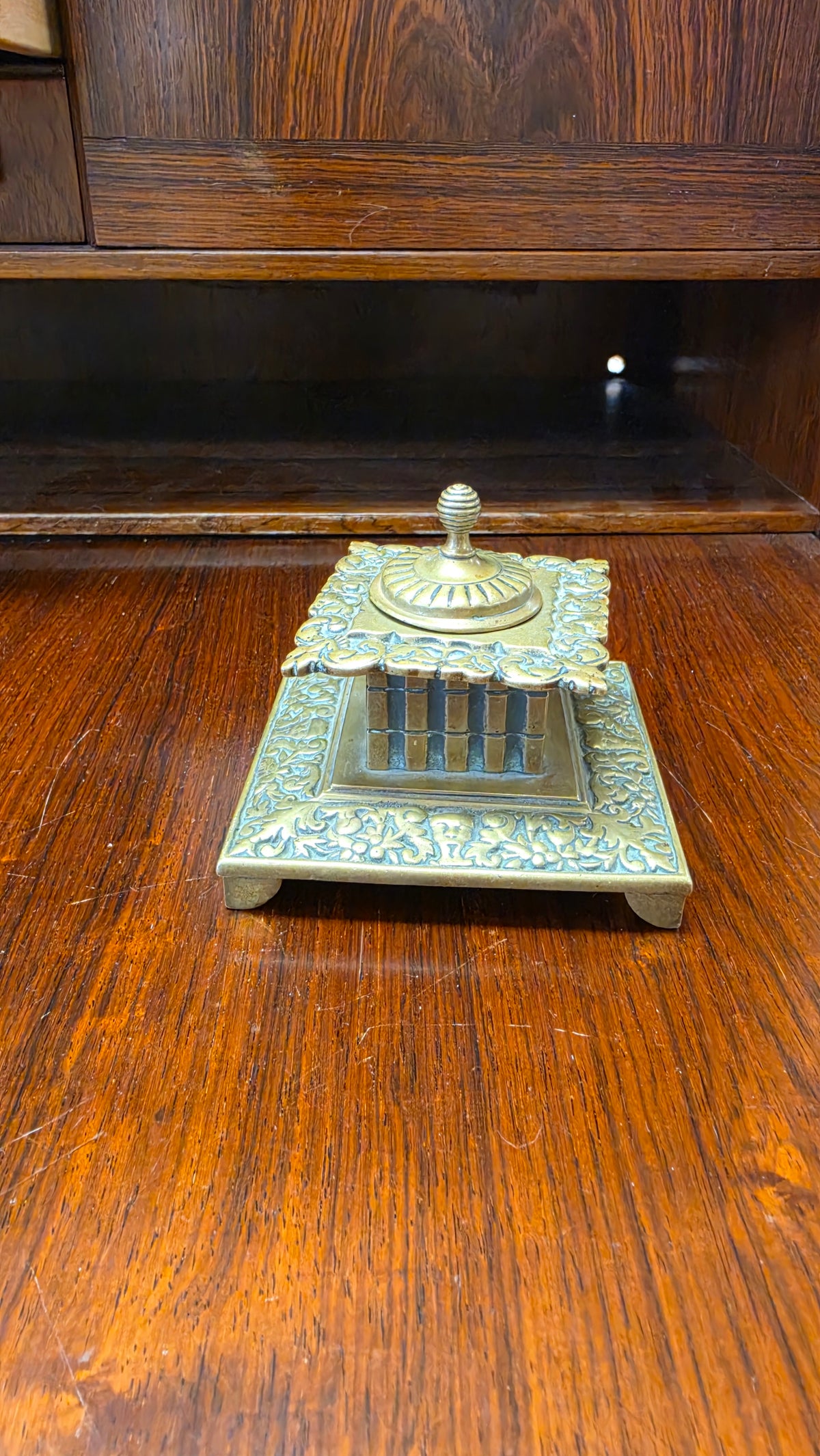 Victorian Brass Inkwell Standish