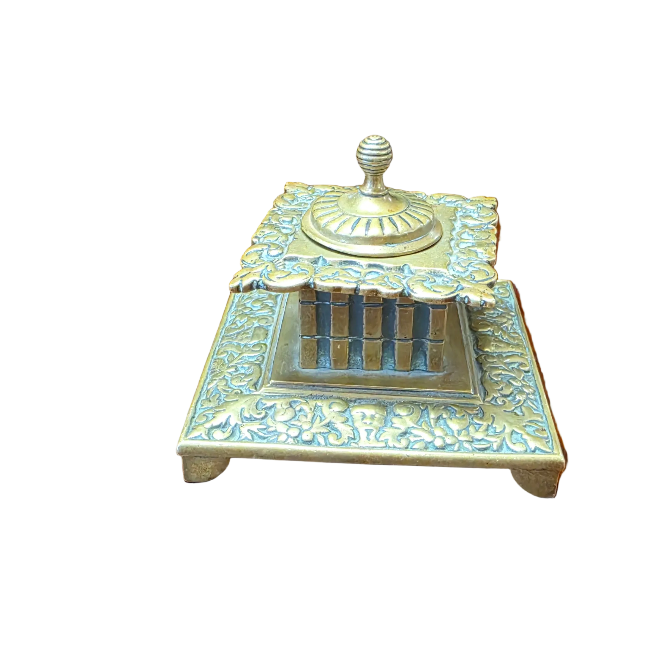 Victorian Brass Inkwell Standish