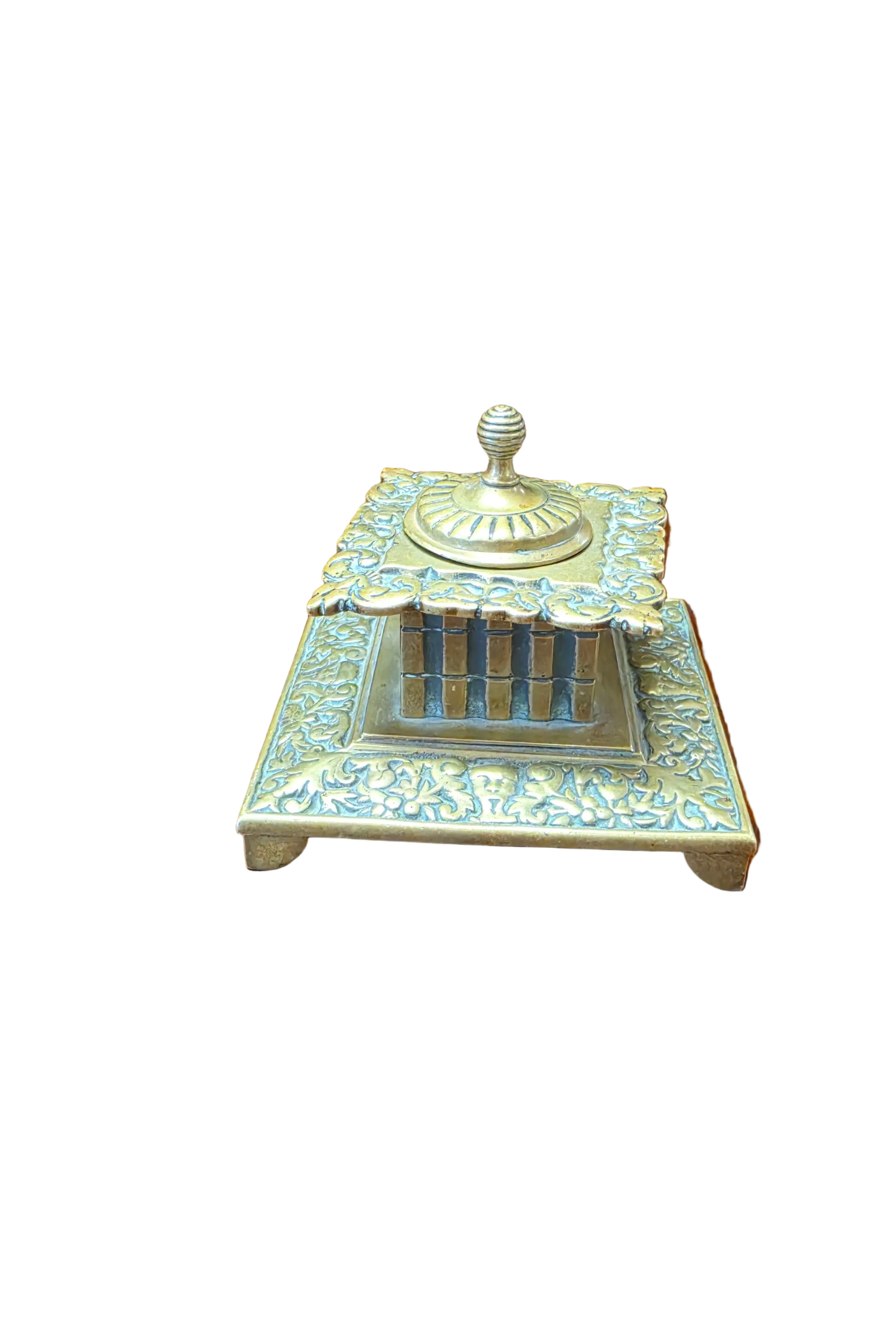 Victorian Brass Inkwell Standish