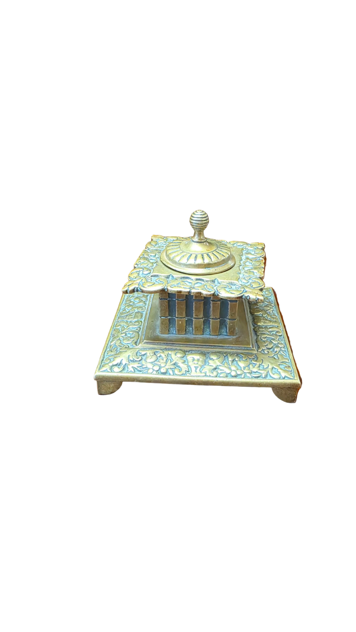 Victorian Brass Inkwell Standish