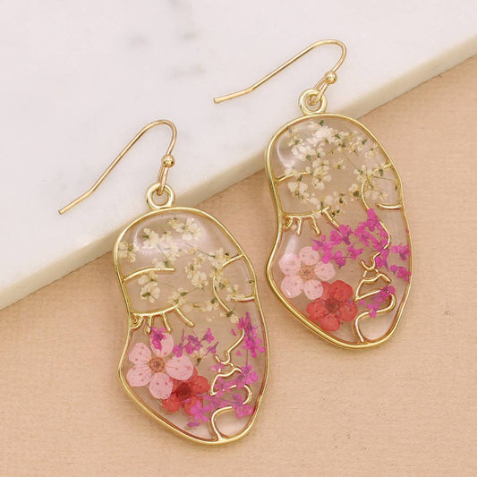 Rosy Cheeks Gold Dried Flower Earrings - Vintage MC