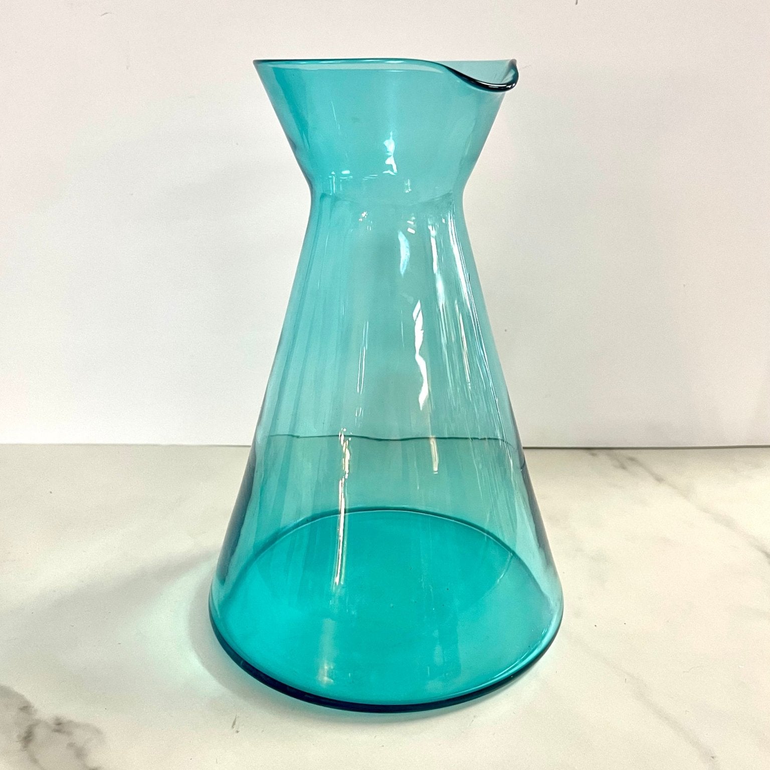 Scandinavian Aqua Blown Glass Pitcher - Vintage MC