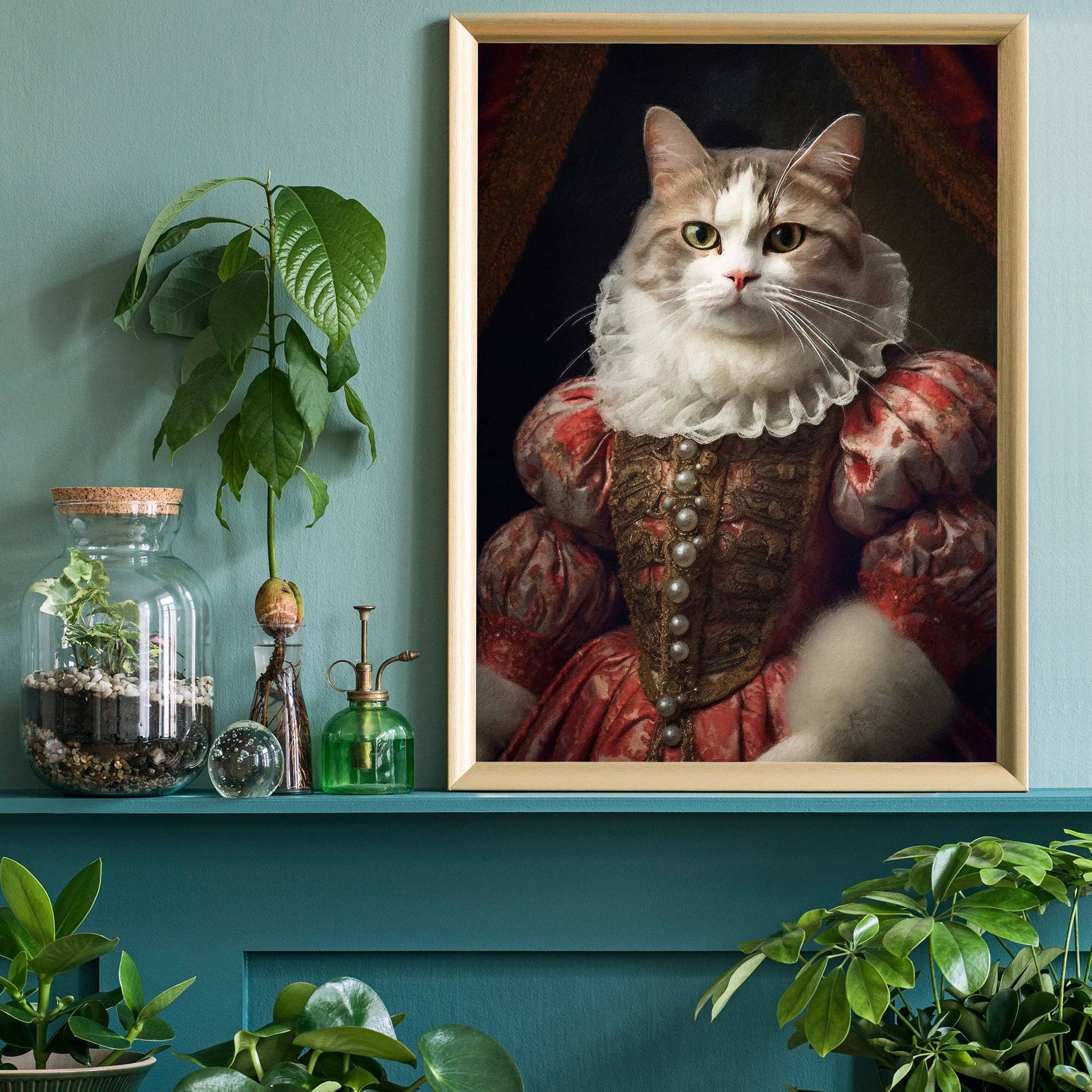 Shorthair Cat Animal Portrait Print - Vintage MC