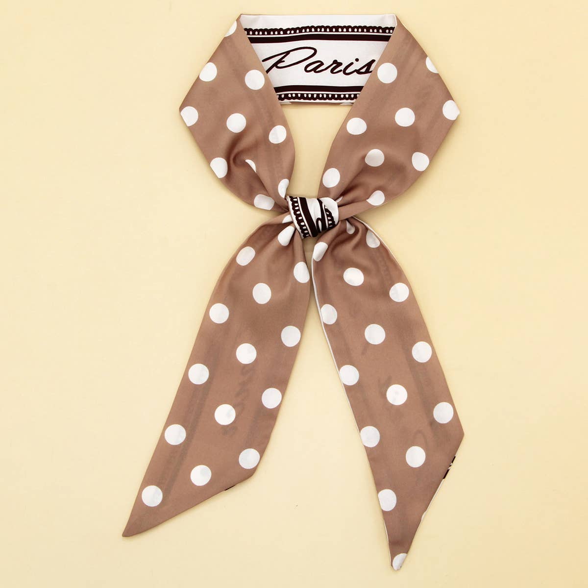 Silky Bowknot Scarf with Polka Dots - Vintage MC