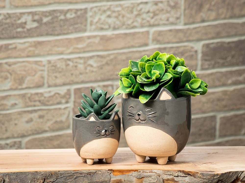 Sm Cat on Legs Planter - 3" H - Vintage MC