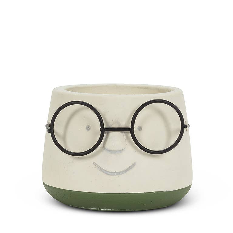 Sm Face Planter w/Glasses - 3.5" D - Vintage MC