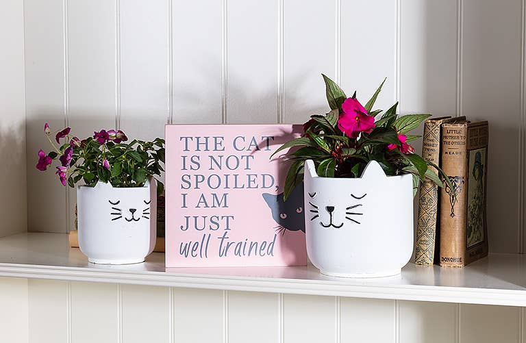 Sm Sleeping Cat Planter - 4.5"H - Vintage MC