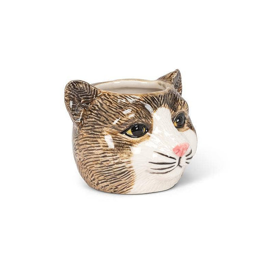 Small Tabby Cat Planter - 2.5"H - Vintage MC