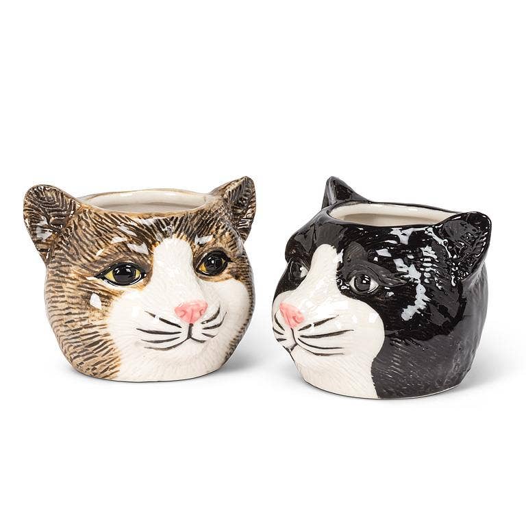 Small Tabby Cat Planter - 2.5"H - Vintage MC