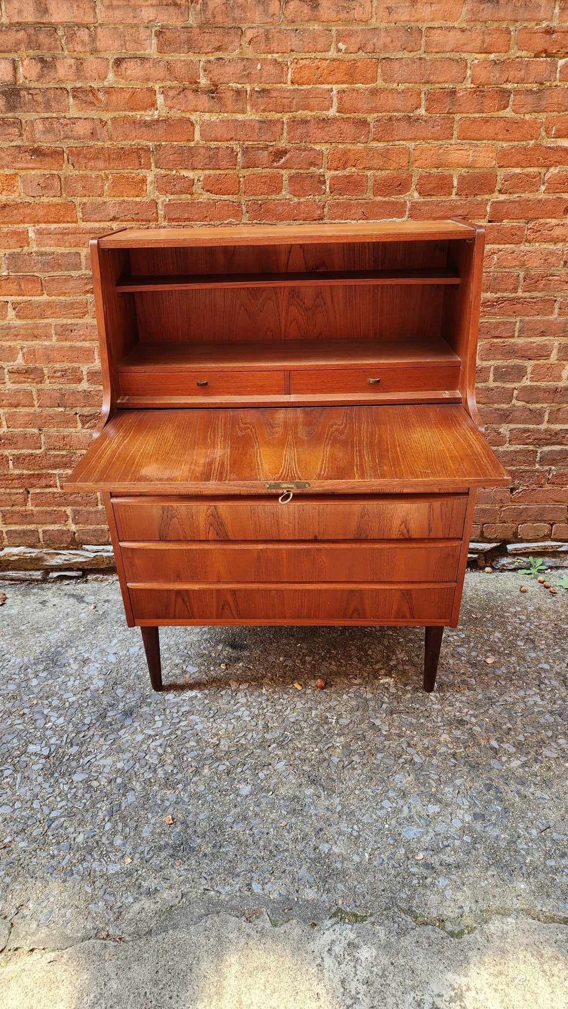 ST1024003 Danish Teak Secretary Writing Desk - Vintage MC