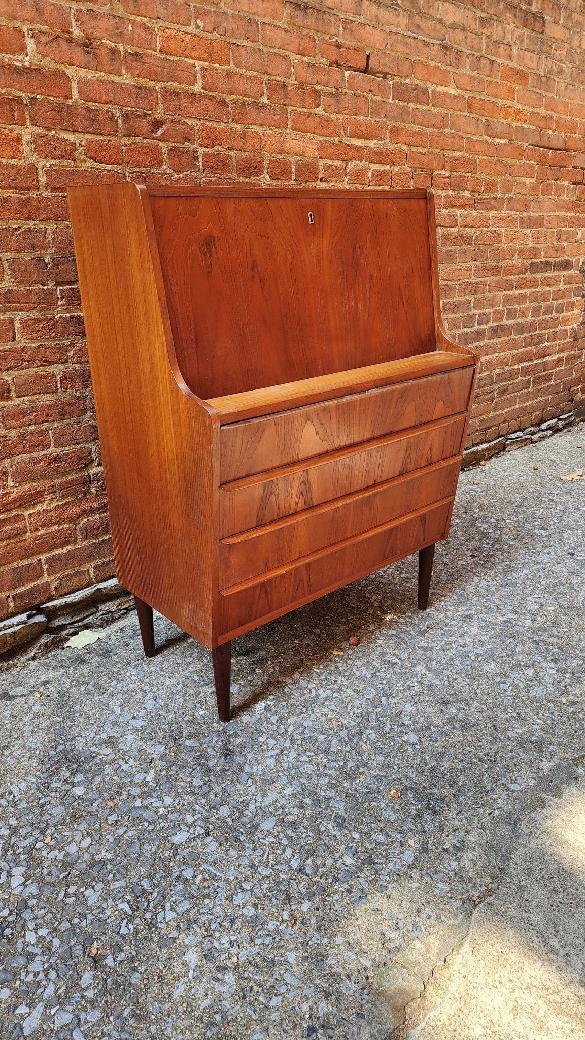 ST1024003 Danish Teak Secretary Writing Desk - Vintage MC