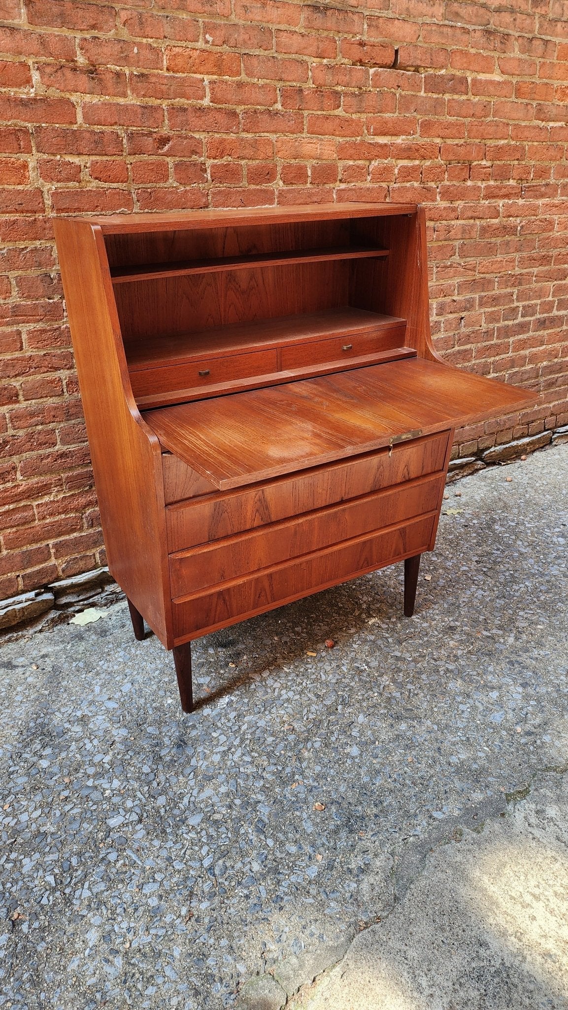 ST1024003 Danish Teak Secretary Writing Desk - Vintage MC