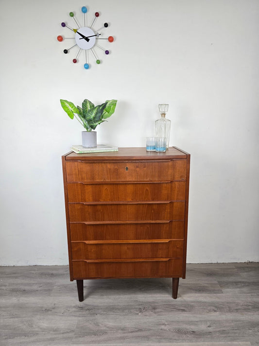 ST24226 - Danish Teak 6 - Drawer Tall Chest - Vintage MC