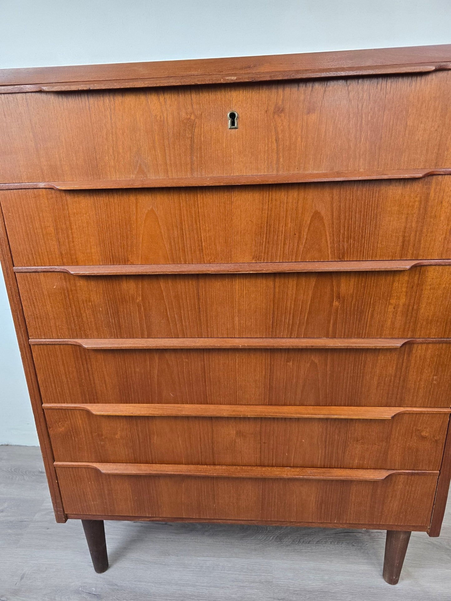 ST24226 - Danish Teak 6 - Drawer Tall Chest - Vintage MC