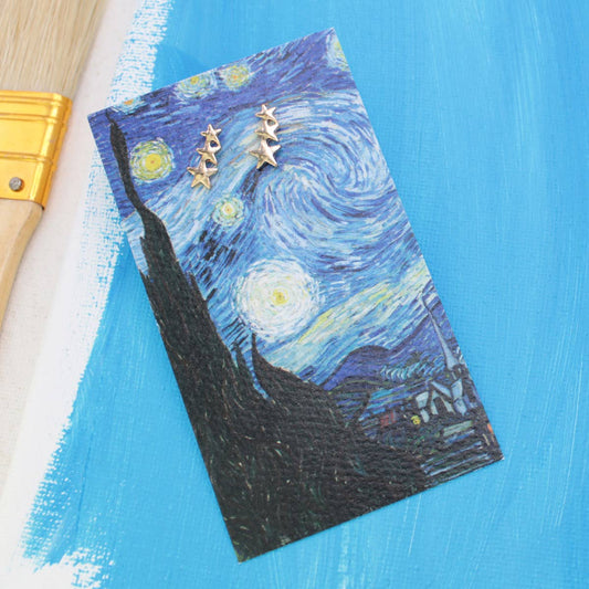Starry Night Fine Art Star Post Earrings - Vintage MC