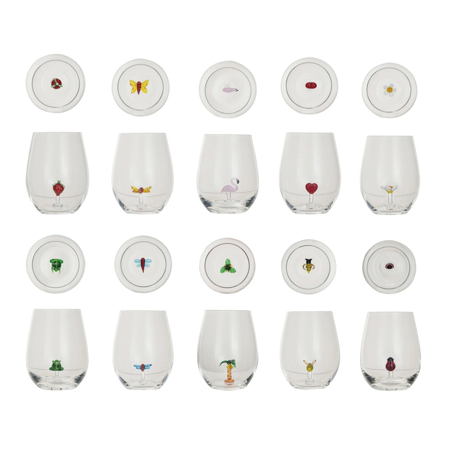 Stemless Wine Glass w/ Figure Inside - Vintage MC